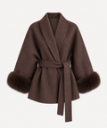 Wrap-Mantel mit Fell