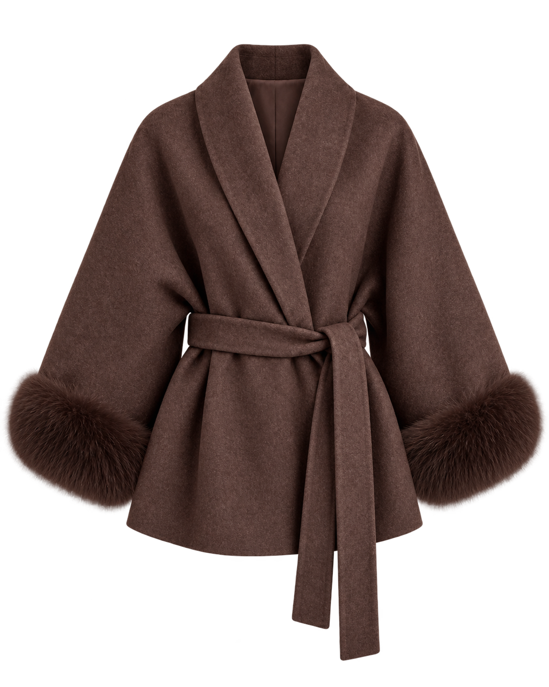 Wrap-Mantel mit Fell